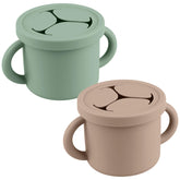 Mintlyfe snack cups natural sage top view show tidy, spill-free snack storage.