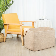MINTWOOD Design basket in entryway for shoes and pet toys.