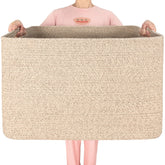 MINTWOOD Design 112L blanket basket front view helps keep blankets organized and accessible.