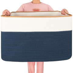 MINTWOOD Design 112L blanket basket front view showing spacious storage for bulky throws