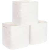 MINTWOOD Design 11x11 cube bin woven cream stack for organized shelves
