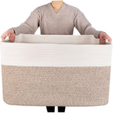 MINTWOOD Design 22in blanket basket front view with large storage capacity for blankets.
