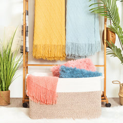 MINTWOOD Design 22in blanket basket side handle for easy transport.
