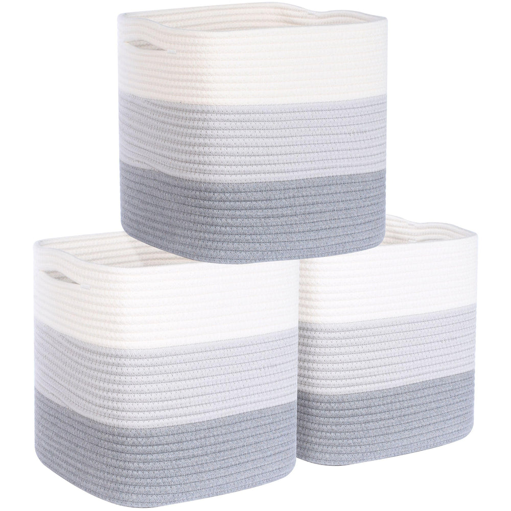 MINTWOOD Design cube bin 11x11 folded corner demonstrates sturdy, organized shelf storage.