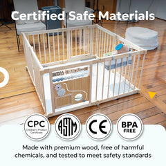 MioTetto Playpen safety edges: smooth, splinter-free design for worry-free play.