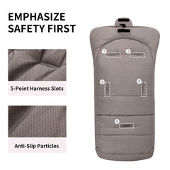 Miracle Baby bunting bag harness openings for stroller safety compatibility.