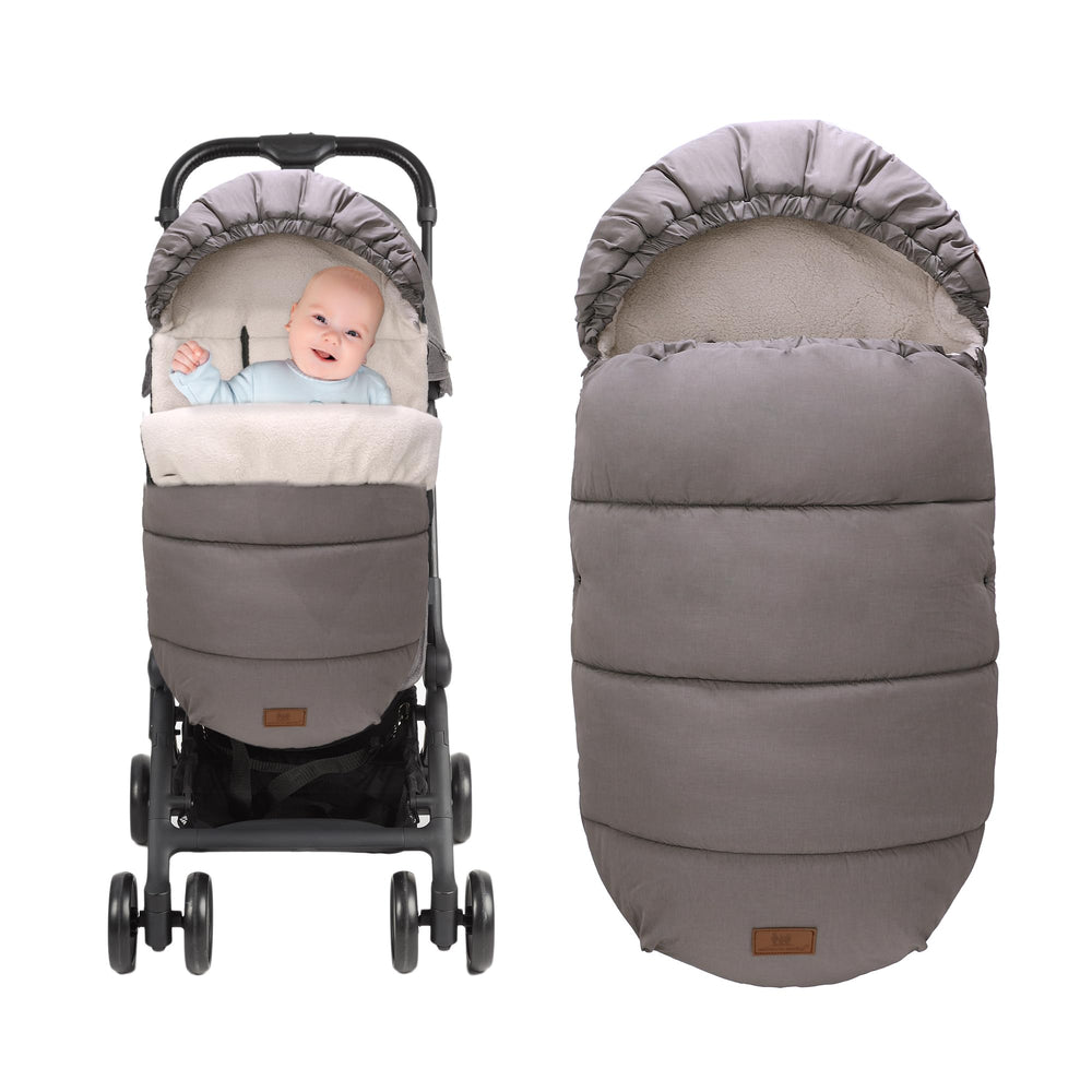 Miracle Baby bunting bag stroller view highlights windproof shell
