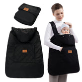 Miracle Baby carrier cover with waterproof outer shell shields baby from rain and wind.