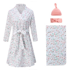 Miracle Baby maternity robe closeup showing soft cotton knit for comfort
