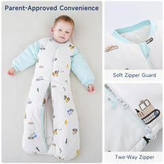 Miracle Baby Sleep Sack zip-off sleeves in use for versatile climate control