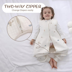 Miracle Baby sleep sack sleeveless design enables unrestricted arm mobility.