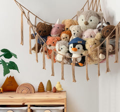 Mirolam boho-nursery-decor hammock showcases cute storage and room decor harmony.