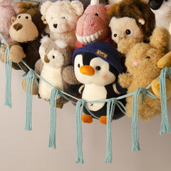 Mirolam stuffed animal hammock boho decor display for nursery or dorm rooms.