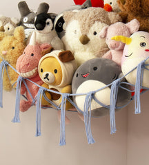 Mirolam blue hammock close-up highlights cotton cords for durability