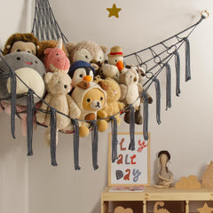 Mirolam toy hammock net setup in nursery demonstrates easy wall installation