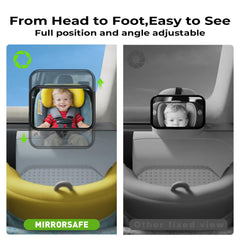 Mirrorsafe wide-clear rearview provides a broad, distraction-minimizing field of view.