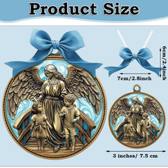 Misdary Guardian Angel crib medal front view showcases serene design ideal for christening decor