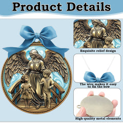 Misdary Guardian Angel crib medal hanging hole demonstrates easy display with ribbons for gentle nursery accents