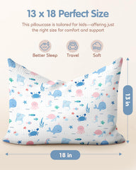 Miss Adola 13x18 pillowcase on crib pillow ideal for travel and naps.
