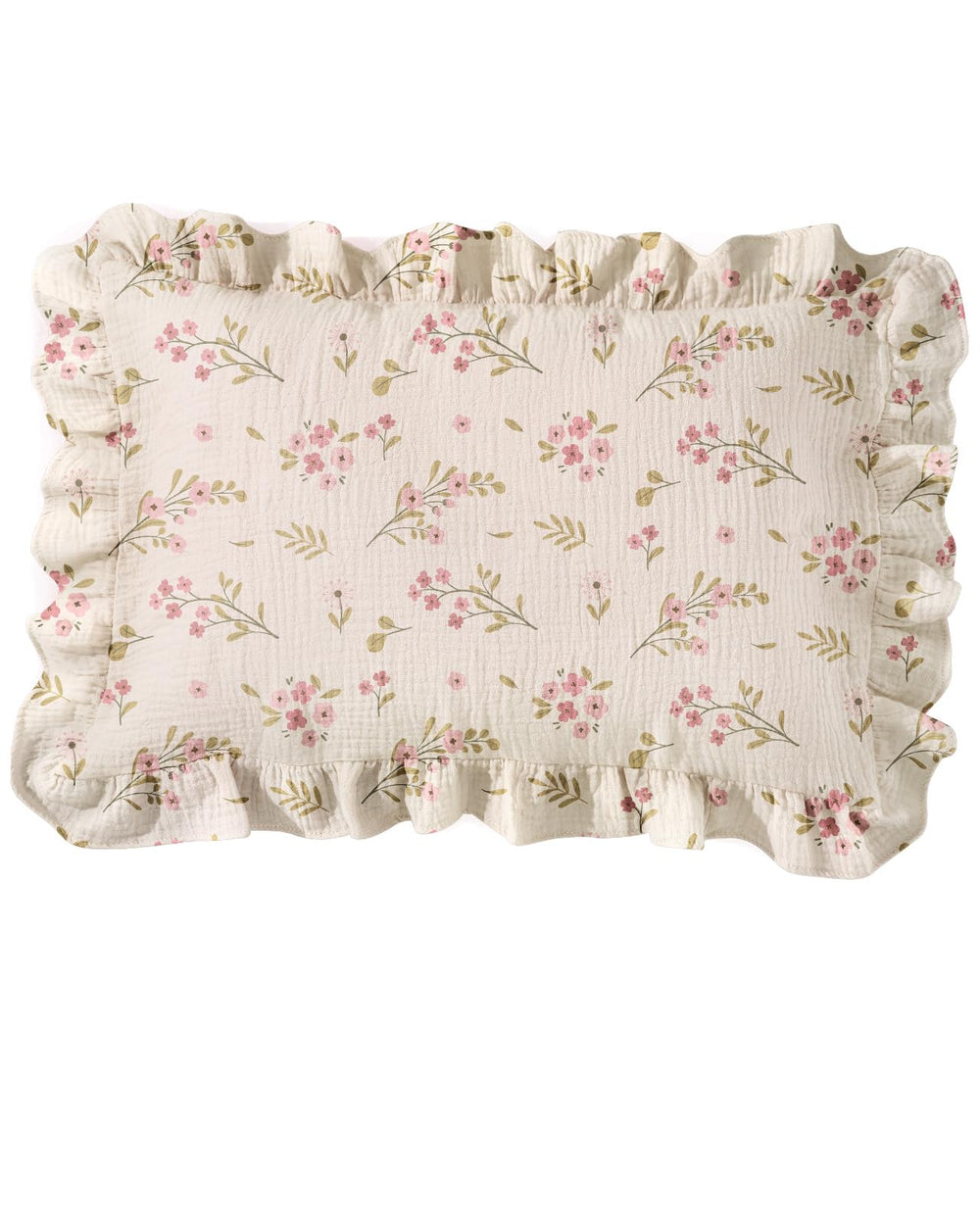 Miss Adola toddler pillowcase with ruffles, close-up showing cozy bedtime detail.