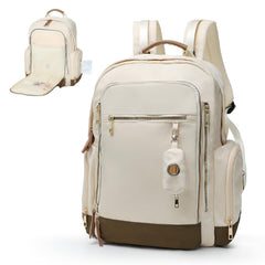 Miss Fong diaper bag backpack front view shows roomy pockets for quick access