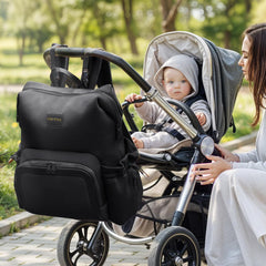 Miss Fong diaper bag backpack main compartment with smooth dual zippers.