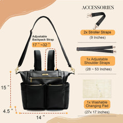 Miss Fong diaper bag tote changing pad included for comfortable diaper changes