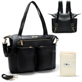 Miss Fong diaper bag tote front view with organized compartments for quick access
