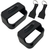 Misseiar buckle guard two-pack installed on a car buckle for added restraint during trips.