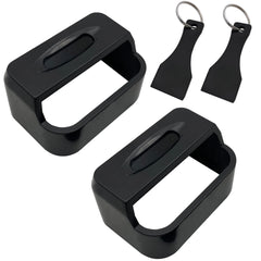 Misseiar buckle guard two-pack installed on a car buckle for added restraint during trips.
