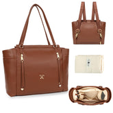 missfong leather diaper bag front view showing spacious tote for on-the-go moms