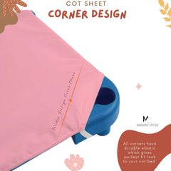 Mississippi Cotton cot sheets on a toddler cot bed, breathable and comfortable.
