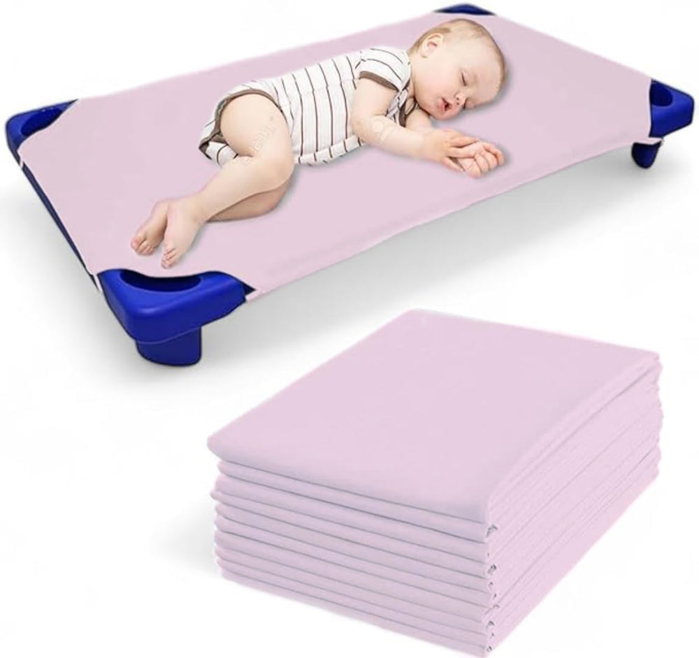 Mississippi Cotton pack12 cot-sheet blush image shows bulk daycare sheets for cots