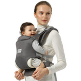 MISSWISDOM baby carrier shows crossed-strap design for balanced load and comfortable wear