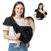 MISSWISDOM baby sling adjustable strap showing versatile height for growing babies.