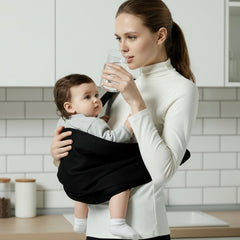 MISSWISDOM baby sling back buckle close-up highlights reinforced safety for peace of mind.