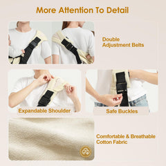 MISSWISDOM Baby Sling Carrier chest-strap adjustment highlights customizable fit for growing babies.