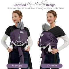 MissWISDOM Baby Wraps Carrier features broad shoulder straps reducing shoulder and neck strain