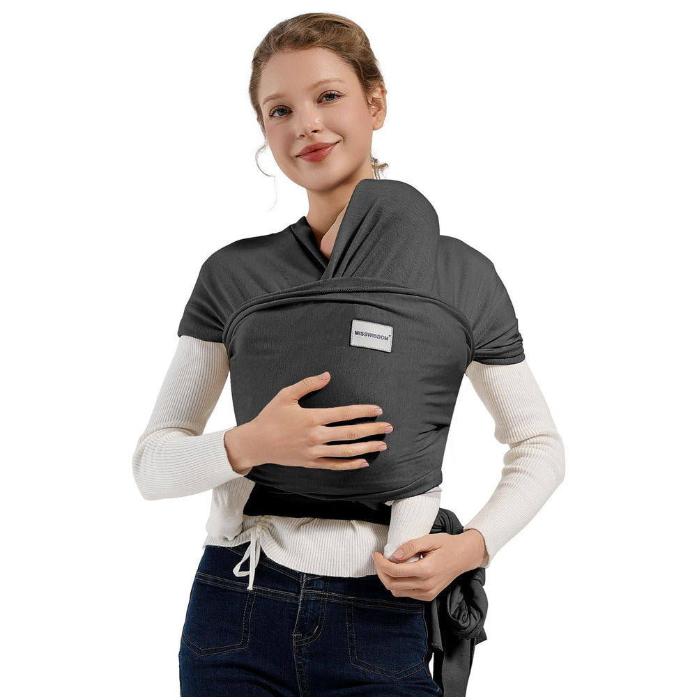 MISSWISDOM Baby Wrap Carrier demonstrates ergonomic design for comfortable wear
