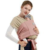 MISSWISDOM baby wraps carrier front view beige pink for effortless hands-free errands