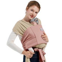 MISSWISDOM baby wraps carrier front view beige pink for effortless hands-free errands