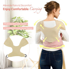 MISSWISDOM baby wraps carrier side view beige pink showcases adjustable fit for growing baby