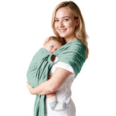 MISSWISDOM ring sling demonstrates ergonomic hip support for a healthy position.