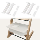 MITCHENIFY Trofast adapters under-high-chair bins enable quick-access storage.