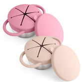 Mity Rain 2-pack stainless steel base for mess-free toddler snacking.