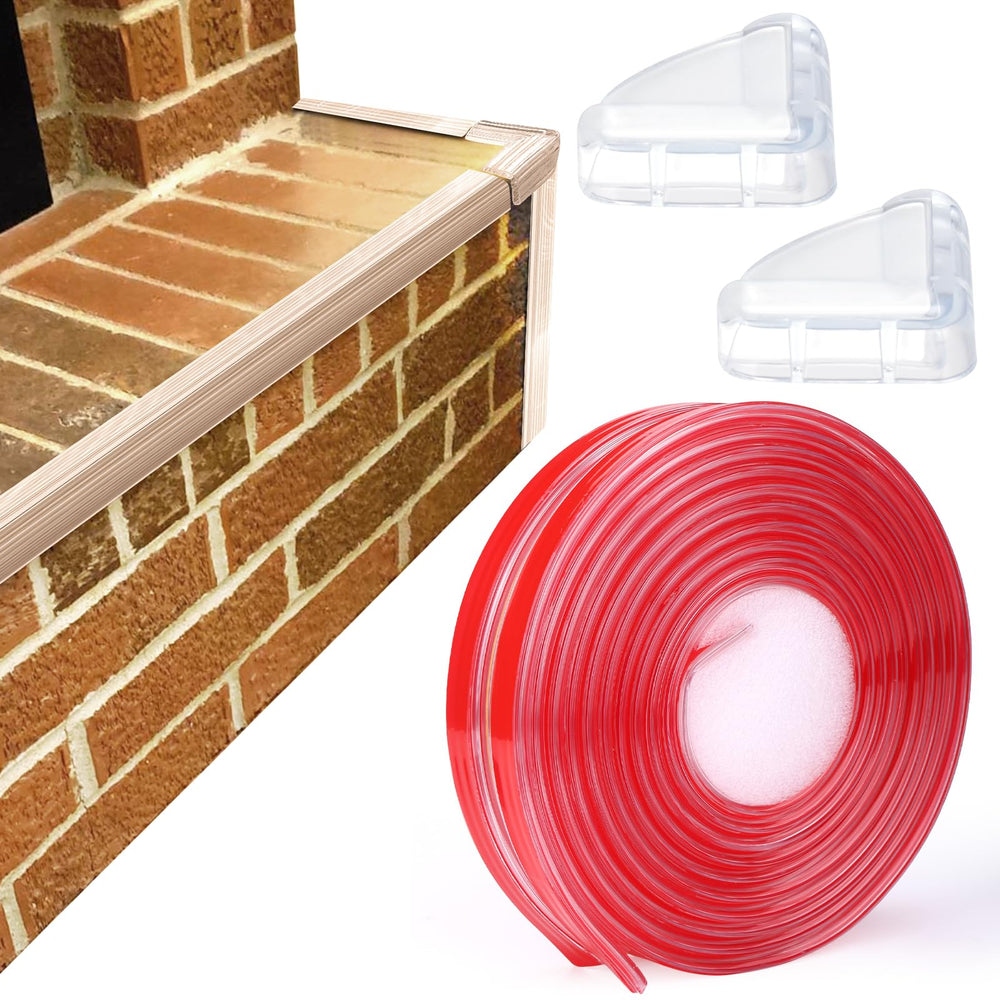 Mity Rain fireplace edge protector with dense honeycomb cushions cushions impact near play area
