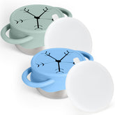 Mity Rain stainless base—two-pack for mess-free toddler snacking.