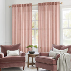 MIULEE blush pink linen curtains window-drape showcases semi-sheer light filtering for gentle daytime privacy