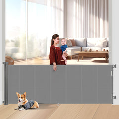 Miumoon 120-inch retractable gate in stairs shows a stable wide barrier for safe passage.