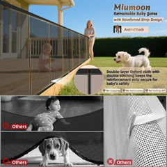 Miumoon retractable gate stands 34 inches tall for doorway safety.